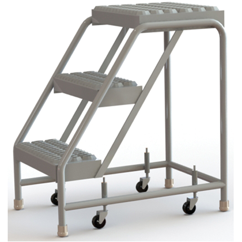 Rolling Ladder, 3 Steps, 16" Step Width, 30" Platform Height, Aluminum Sécurité Médic