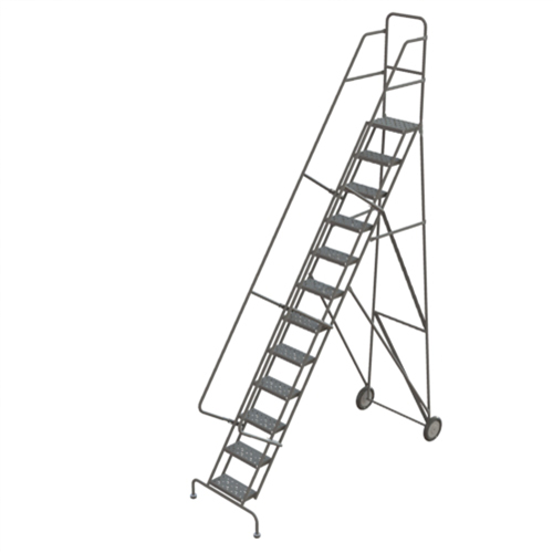 Rolling Ladder, 12 Steps, Serrated, 126" High Sécurité Médic