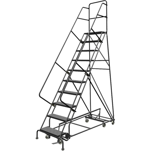 All Directional Rolling Ladder, 10 Steps, 24" Step Width, 100" Platform Height, Steel Sécurité Médic