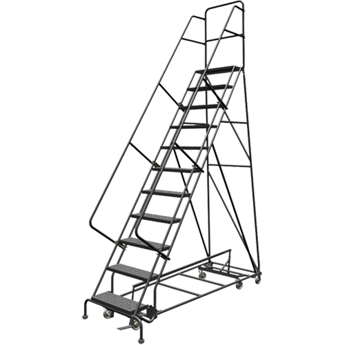 All Directional Rolling Ladder, 11 Steps, 24" Step Width, 110" Platform Height, Steel Sécurité Médic