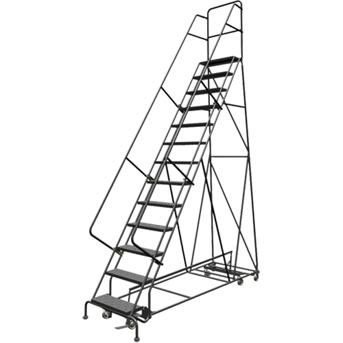 &eacute;chelles roulantes multidirectionnelles, 13 marches, Largeur de la marche 24", Hauteur de la plateforme 130", Acier Sécurité Médic