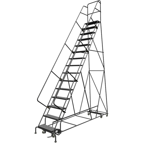 &eacute;chelles roulantes multidirectionnelles, 15 marches, Largeur de la marche 24", Hauteur de la plateforme 150", Acier Sécurité Médic