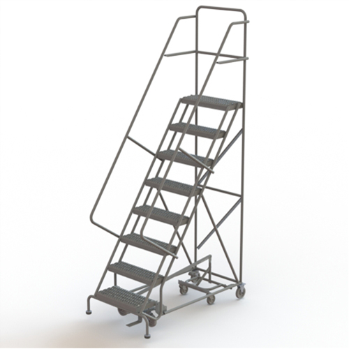 All Directional Rolling Ladder, 8 Steps, 24" Step Width, 80" Platform Height, Steel Sécurité Médic