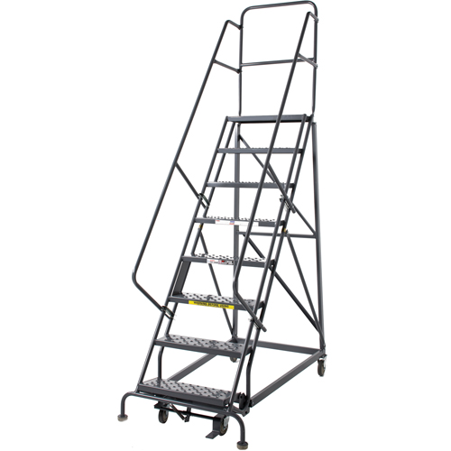 Heavy Duty Rolling Ladder, 8 Steps, 24" Step Width, 80" Platform Height, Steel Sécurité Médic