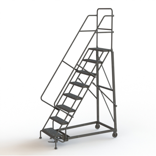 Heavy Duty Rolling Ladder, 8 Steps, 24" Step Width, 80" Platform Height, Steel Sécurité Médic