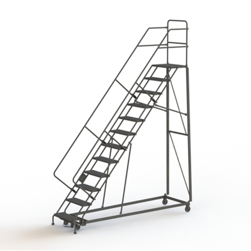 Heavy Duty Safety Slope Ladder, 12 Steps, Serrated, 50° Incline, 120" High Sécurité Médic