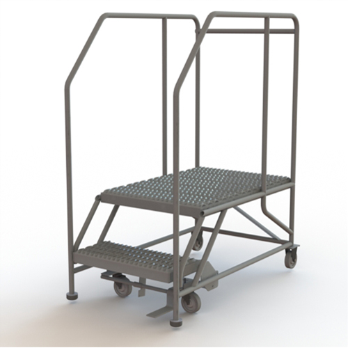 Mobile Work Platform, Steel, 2 Steps, 20" H, 35" D, 24" Step, Serrated Sécurité Médic