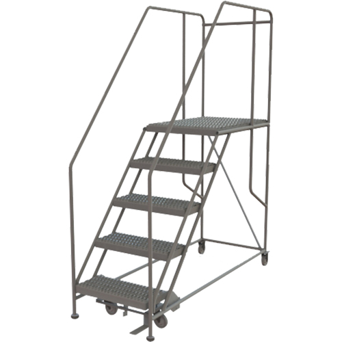 Mobile Work Platform, Steel, 5 Steps, 50" H, 35" D, 24" Step, Serrated Sécurité Médic