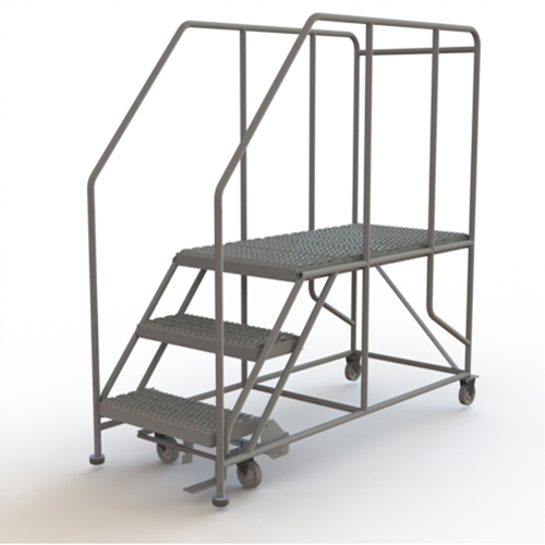 Mobile Work Platform, Steel, 3 Steps, 30" H, 47" D, 24" Step, Serrated Sécurité Médic