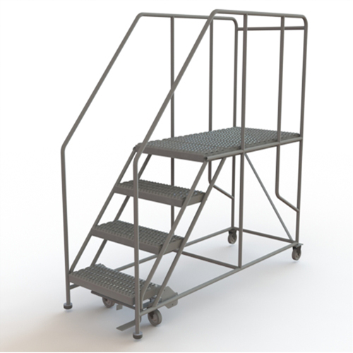 Mobile Work Platform, Steel, 4 Steps, 40" H, 47" D, 24" Step, Serrated Sécurité Médic