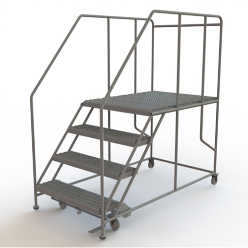 Mobile Work Platform, Steel, 4 Steps, 40" H, 48" D, 36" Step, Serrated Sécurité Médic
