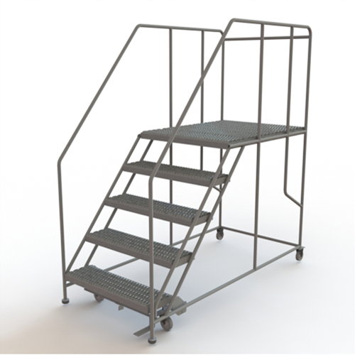 Mobile Work Platform, Steel, 5 Steps, 50" H, 48" D, 36" Step, Serrated Sécurité Médic