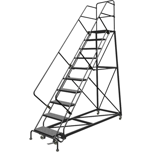 Safety Slope Rolling Ladder, 9 Steps, Perforated, 50° Incline, 90" High Sécurité Médic