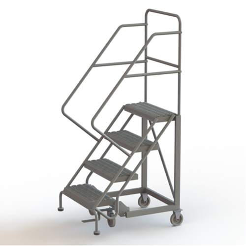 Safety Slope Rolling Ladder, 4 Steps, Serrated, 50° Incline, 40" High Sécurité Médic
