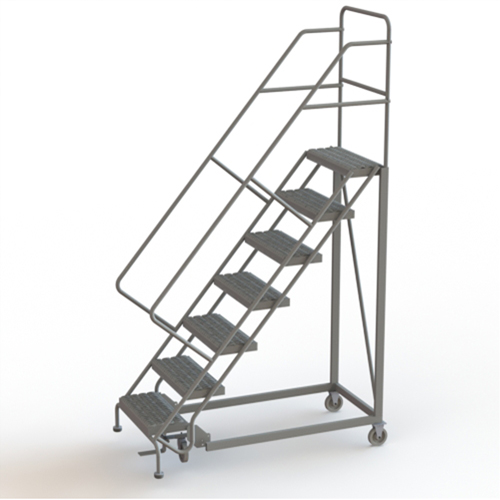 Safety Slope Rolling Ladder, 7 Steps, Serrated, 50° Incline, 70" High Sécurité Médic