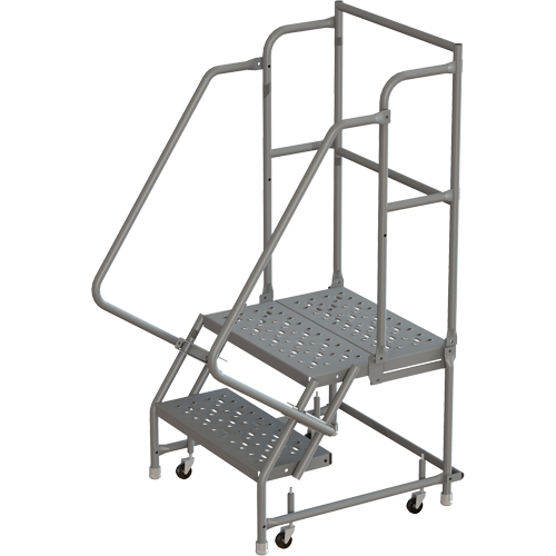 Deep Top Step Rolling Ladder, 2 Steps, 16" Step Width, 20" Platform Height, Steel Sécurité Médic