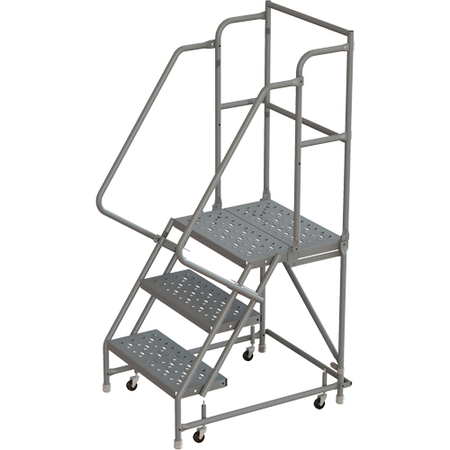Deep Top Step Rolling Ladder, 3 Steps, 16" Step Width, 30" Platform Height, Steel Sécurité Médic