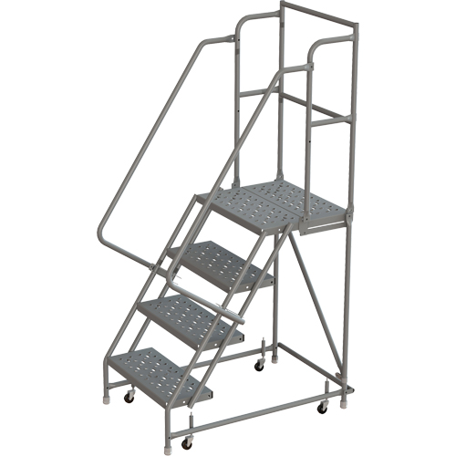 Deep Top Step Rolling Ladder, 4 Steps, 24" Step Width, 40" Platform Height, Steel Sécurité Médic