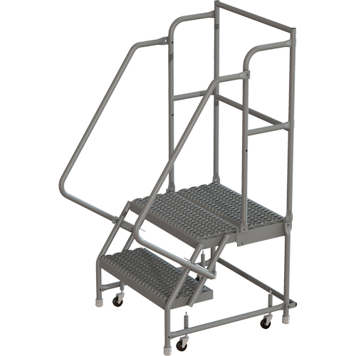 Deep Top Step Rolling Ladder, 2 Steps, 16" Step Width, 20" Platform Height, Steel Sécurité Médic
