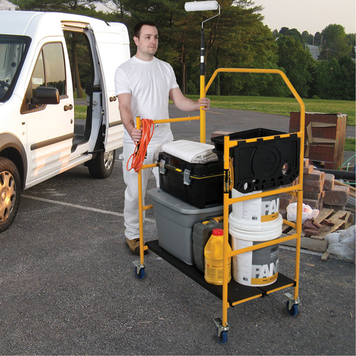 nsemble d'&eacute;chafaudage &agrave; montant de s&eacute;curit&eacute; & tablette pour outils de 4' Jobsite Series, Cadre Acier, 49-1/2" p x 57-3/4" h Sécurité Médic
