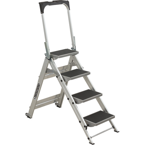 Tilt & Roll Step Stool Ladder, 4 Steps, 44.25" x 22.13" x 59" High Sécurité Médic