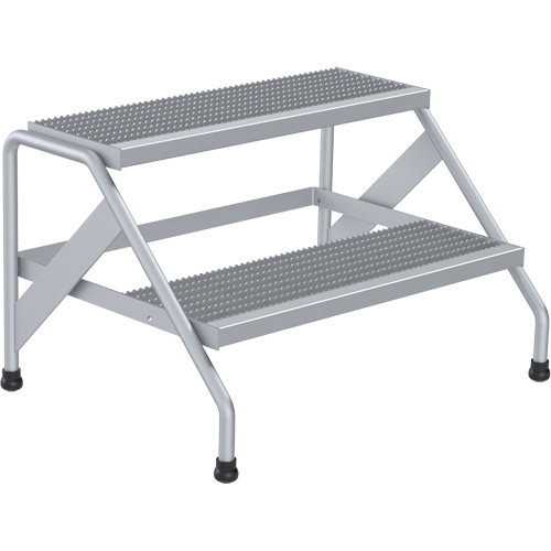 Aluminum Step Stand, 2 Step(s), 32-13/16" W x 24-9/16" L x 20" H, 500 lbs. Capacity Sécurité Médic