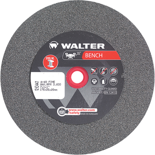 Bench Grinding Wheels, 7" x 1", 1" Arbor, 1 Sécurité Médic
