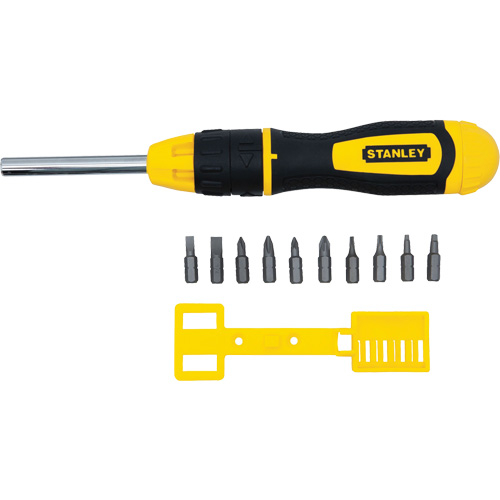 Multi-Bit Ratchet Screwdriver with 10 Bits, Cushion Grip Handle Sécurité Médic