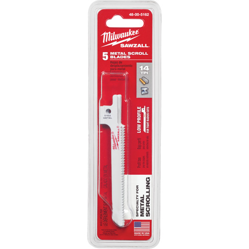 Sawzall&reg; Reciprocating Saw Blade, Bi-Metal, 14 TPI, 3-5/8" L x 5/16" W Sécurité Médic