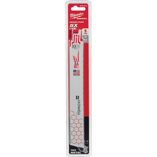 Lame The Torch Sawzall, Bim&eacute;tal, 10 Dents par pouce, 9" lo x 1" la Sécurité Médic