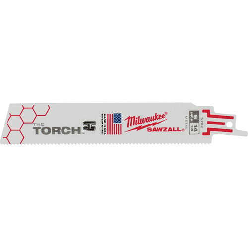The Torch Sawzall&reg; Blades, Bi-Metal, 14 TPI, 6" L x 1" W Sécurité Médic