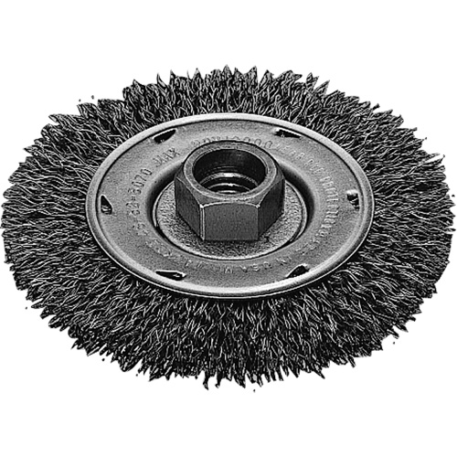 Disque m&eacute;tallique &agrave; fils torsad&eacute;s, Dia. 4", Fils 0,02", Arbre 5/8"-11, Acier inoxydable Sécurité Médic