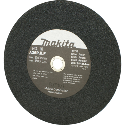Abrasive Wheel for Cut Off Saws & Angle Cutters, 12" x 7/64", 1" Arbor, 4500 RPM Sécurité Médic