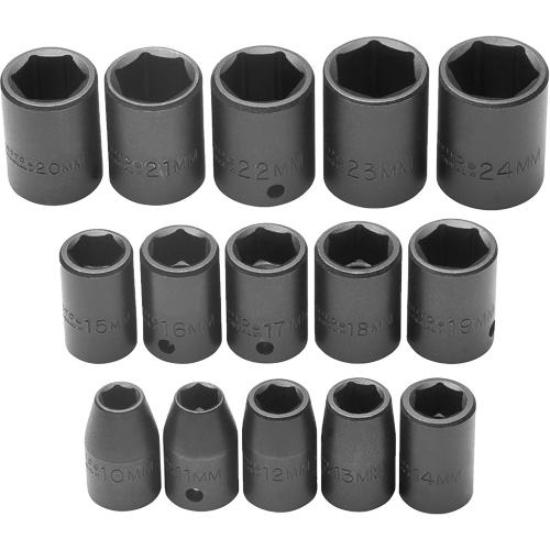 Socket Set, Impact, 1/2" Drive, 6 Points Sécurité Médic