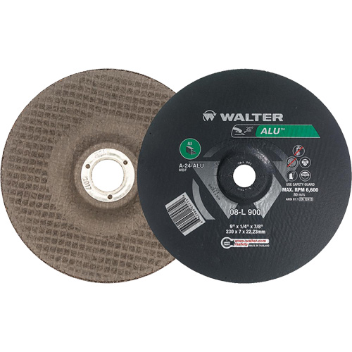 Aluminium Depressed Centre Grinding Wheels, 9" x 1/4", 7/8" Arbor, Type 27 Sécurité Médic