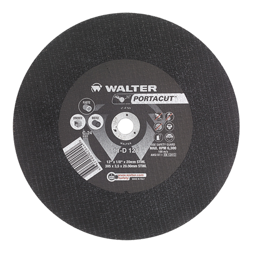 Portacut High Speed Cut-Off Wheel, 12" x 1/8", 3/4" Arbor, Type 1, Silicon Carbide, 6300 RPM Sécurité Médic