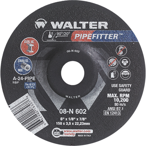 PIPEFITTER Grinding Wheel, 7" x 1/8", 7/8" Arbor, Type 27 Sécurité Médic