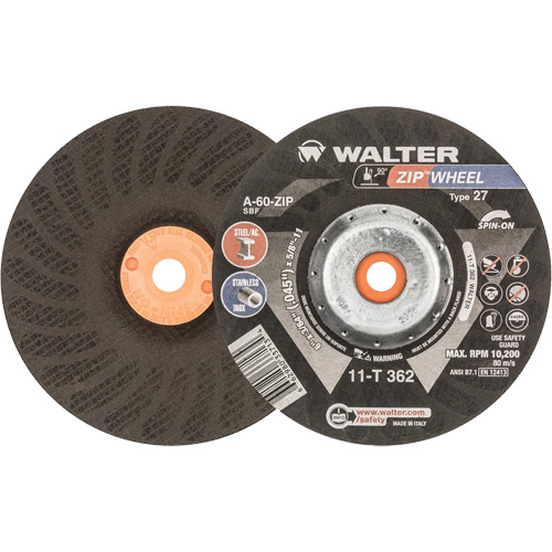 Meules &agrave; tronçonner renforc&eacute;es Zipcut vissables pour scies circulaires, 6" x 7/8", Arbre de 5/8"-11, Type 27, Oxyde d'aluminium, 10 200 Tr/min Sécurité Médic