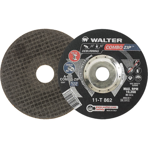 Right Angle Grinder Reinforced Cut-Off Wheels - Combo Zip, 6" x 5/64", 7/8" Arbor, Type 27 Sécurité Médic