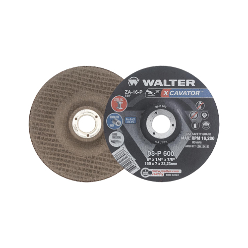 XCAVATOR Grinding Wheel, 6" x 1/4", 7/8" Arbor, Zirconium, Type 27 Sécurité Médic