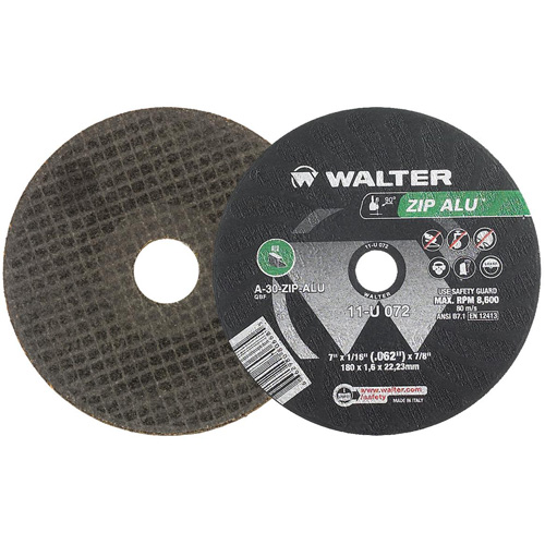 Zip Alu Cut-Off Wheel, 7" x 3/64", 7/8" Arbor, Type 1, Aluminum Oxide, 8600 RPM Sécurité Médic