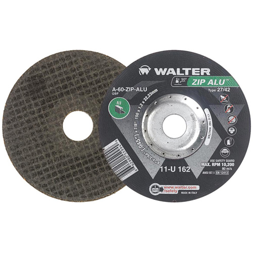 Zip Alu Cut-Off Wheel, 6" x 3/64", 7/8" Arbor, Type 27, Aluminum Oxide, 10200 RPM Sécurité Médic