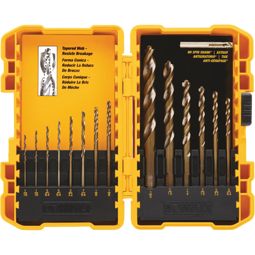 Pilot Point&reg; Drill Bit Set, 14 Pieces, High Speed Steel Sécurité Médic