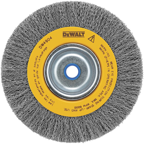 Brosse &agrave; fils torsad&eacute;s d&eacute;tabli, 6" dia., Fils 0,014", Arbre 5/8" - 1/2" Sécurité Médic