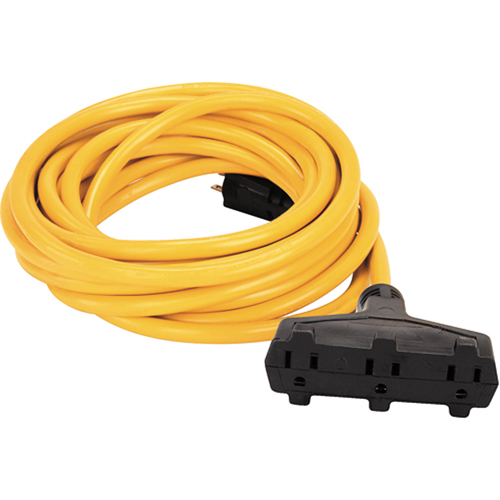 Vinyl Extension Cord, Outdoor, SJTW, 14/3 AWG, 15 A, 3 Outlet(s), 50' Sécurité Médic