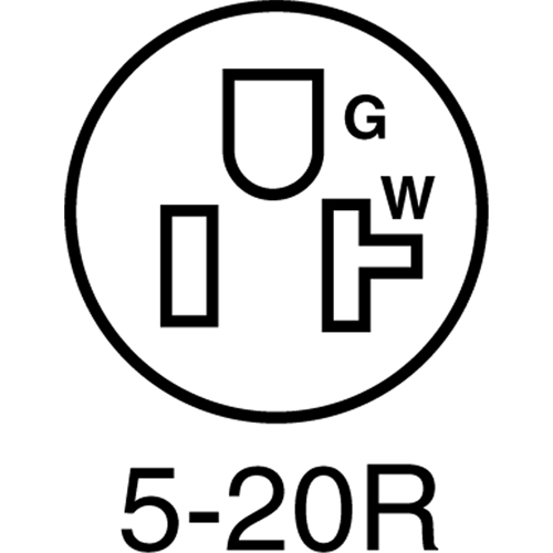 2-Pole 3-Wire Grounding Straight Blade Connector, 5-20P, Nylon Sécurité Médic