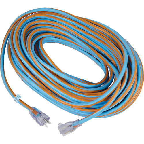 Cordon rallonge verrouillable toute saison en caoutchouc TPE Arctic Blue, Toutes saisons, SJEOW, AWG 12/3, 15 A, 100' Sécurité Médic