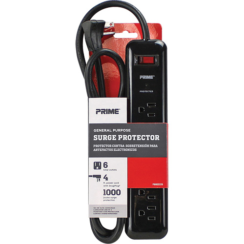 Surge Protector, 6 Outlets, 1000 J, 1875, 4' Cord Sécurité Médic