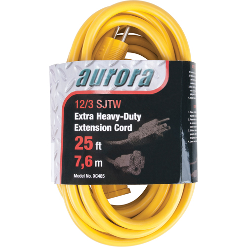 Vinyl Extension Cord, Outdoor, SJTW, 12/3 AWG, 15 A, 25' Sécurité Médic