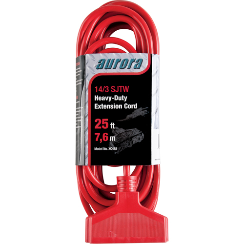 Vinyl Extension Cord, Outdoor, SJTW, 14/3 AWG, 15 A, 3 Outlet(s), 25' Sécurité Médic